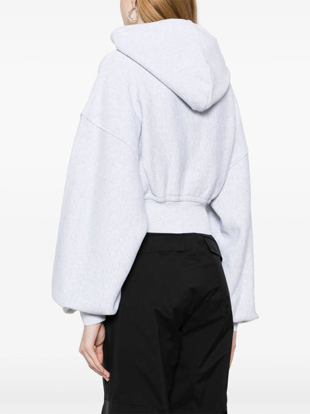 T BY ALEXANDER WANG Women Branded Seam Label Cropped Zip Up Hoodie