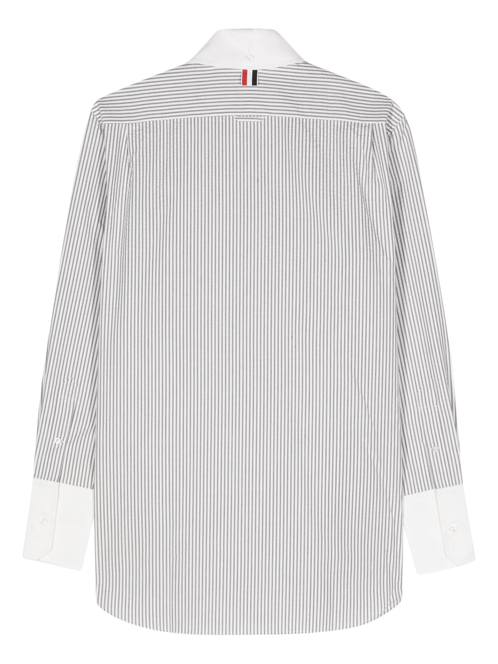 THOM BROWNE Women Exaggerated Easy Fit Point Collar Shirt W/ Combo Collar And Cuffs In Seersucker