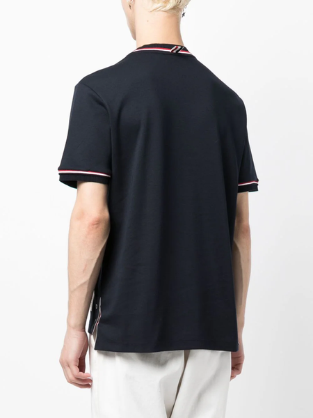 THOM BROWNE Men Short Sleeve Tee w/ RWB Stripe Trim in