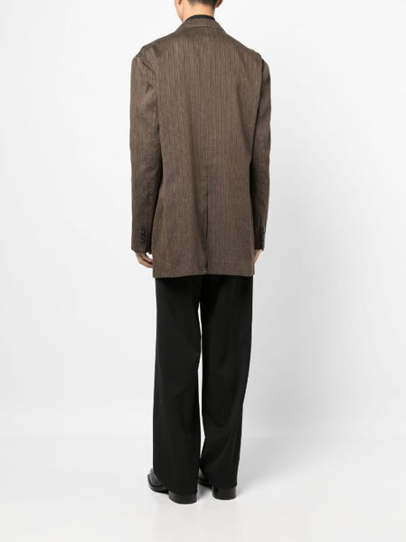 DRIES VAN NOTEN Men Blunt Washed Cotton Linen Polyester Stripe On  Herringbone Structure Jacket