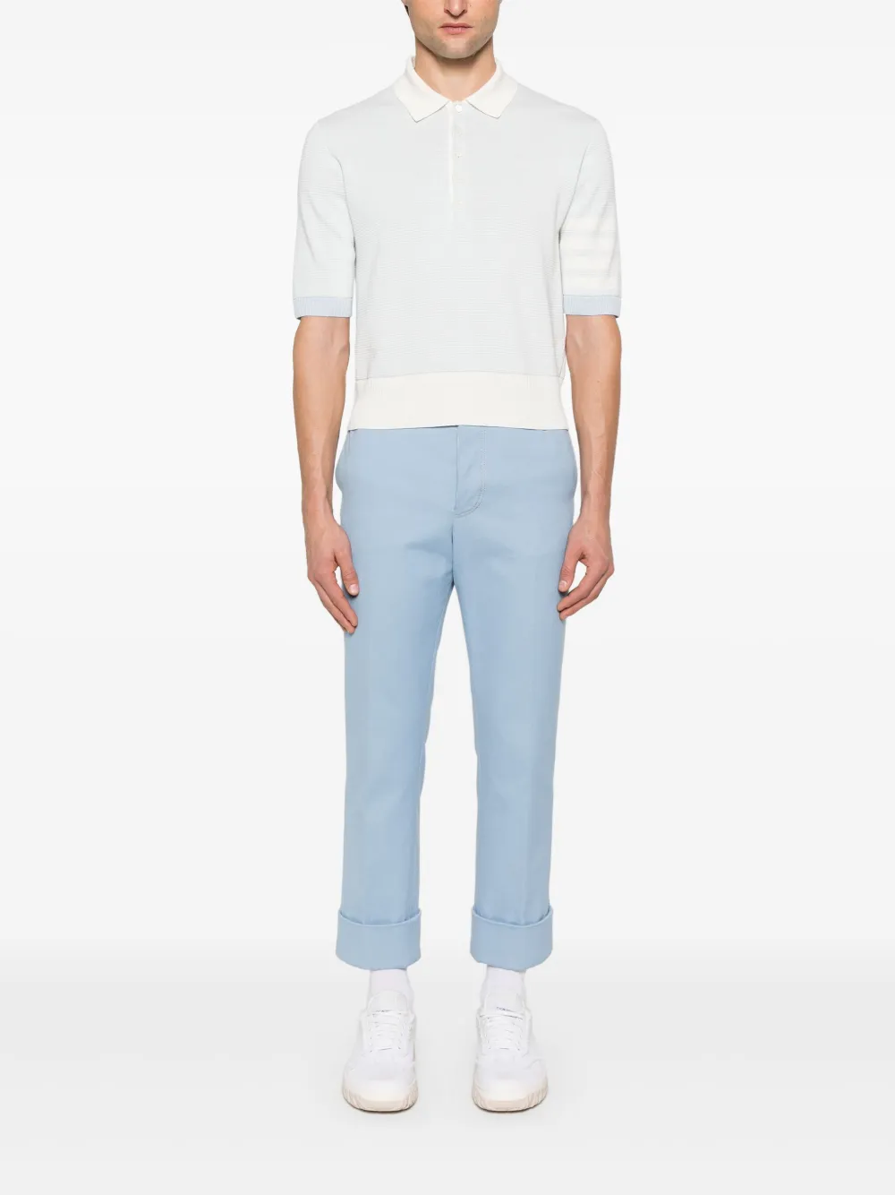 THOM BROWNE - Men Textured Striped Stitch Relaxed Fit Short