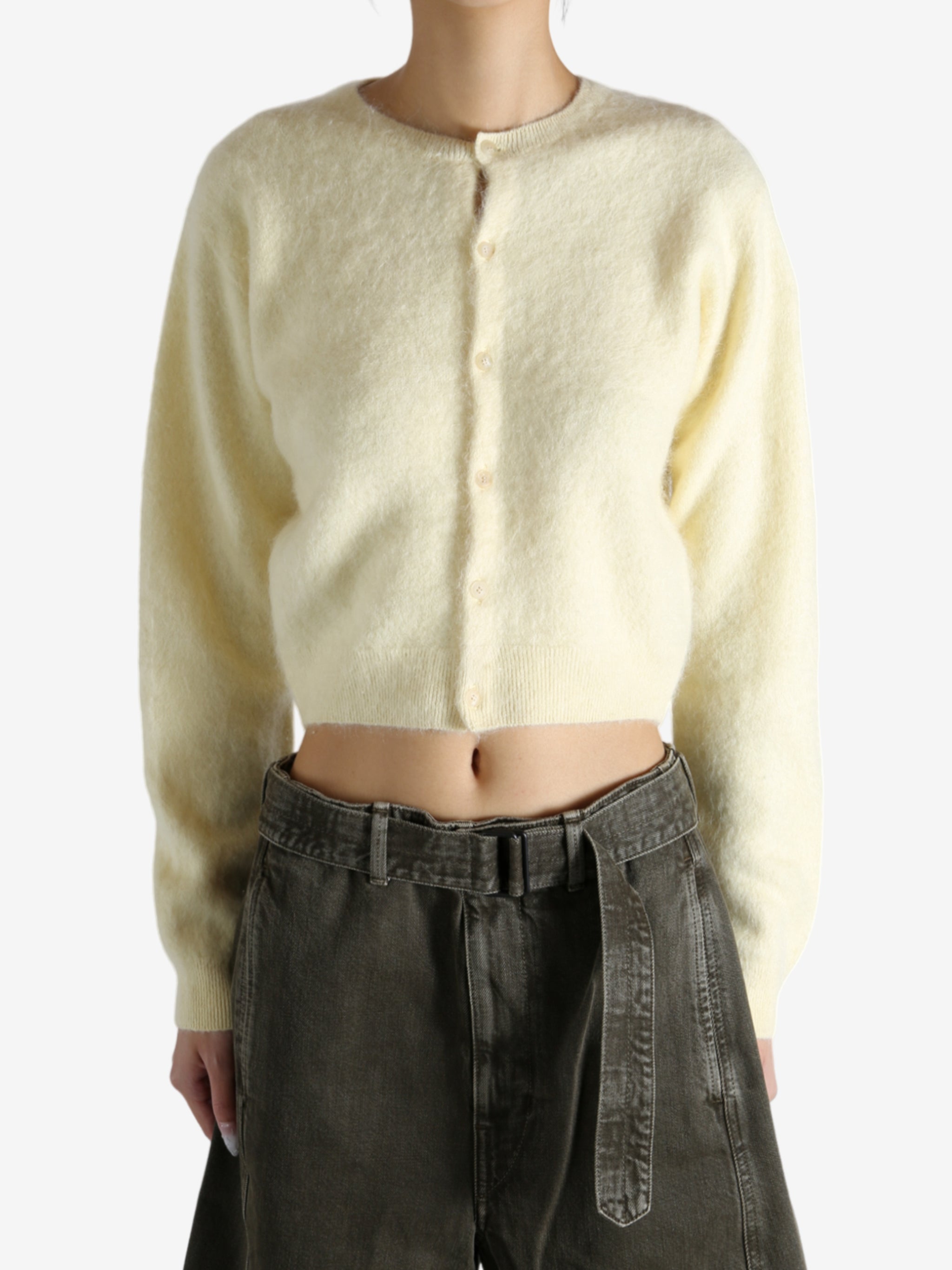 auralee BABY ALPACA FUR KNIT カーディガン アルパカ AURALEE - Women Garment Dyed Baby Alpaca Fur Knit Crew Neck