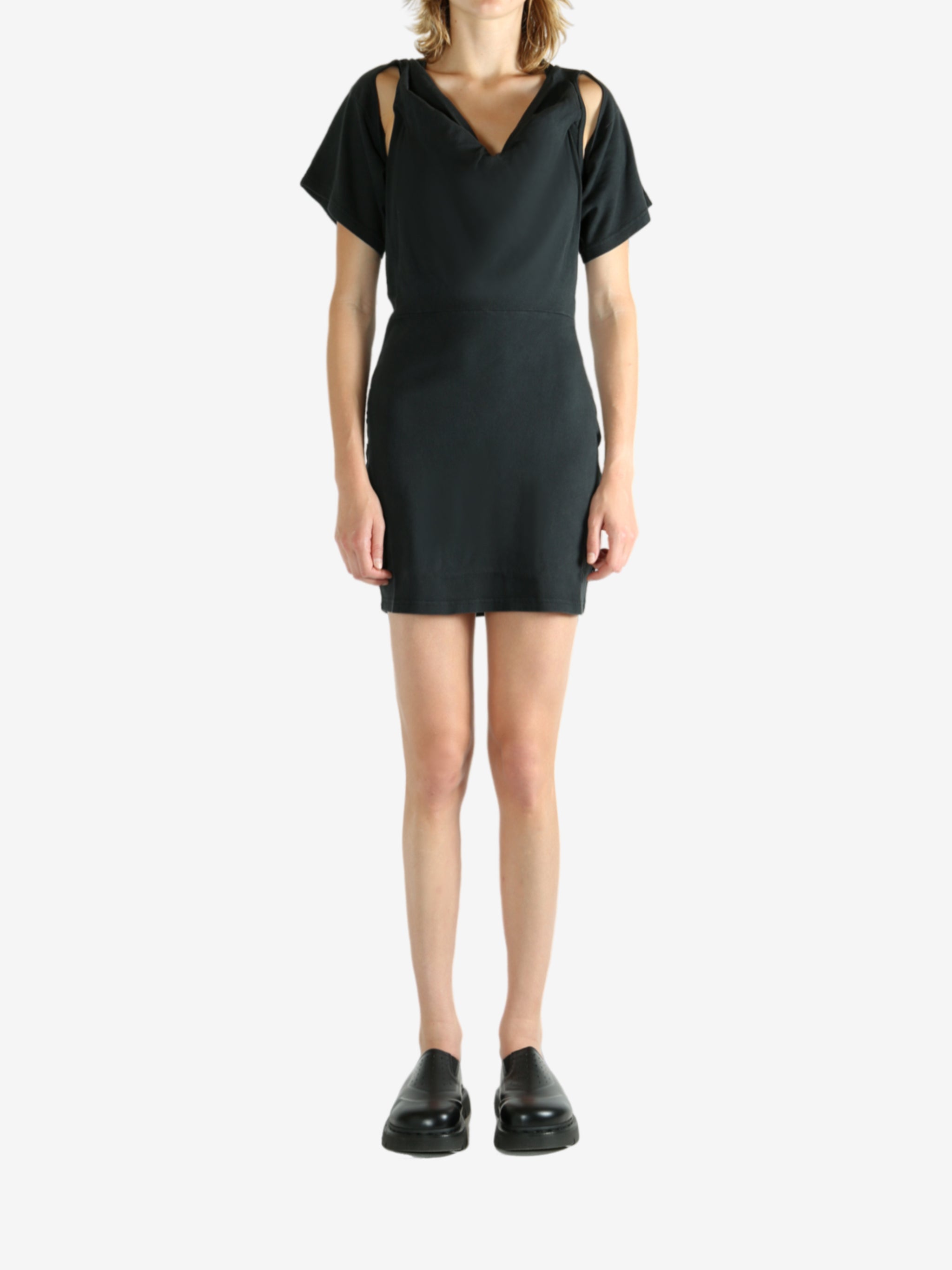 【新品未使用】Nala - mini one piece（Black/M） SUPER OVERSIZED BOYFRIEND NK SHIRT FLARED MINI DRESS – Black