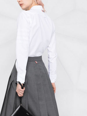 THOM BROWNE Women Below Knee Dropped Back Pleated Skirt In Super 120’s Twill