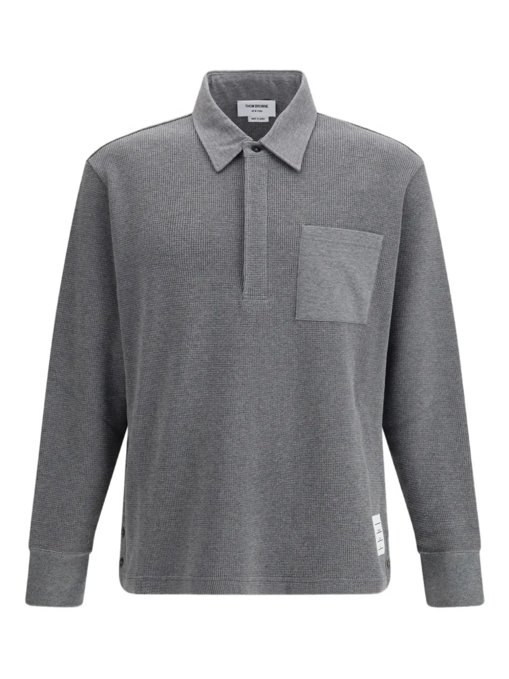 THOM BROWNE - Men 4 Bar In Textured Cotton Rugby Polo Shirt THOM BROWNE - Men 4 Bar In Textured Cotton Rugby Polo Shirt