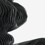 Close up of black scarf, showing texture of the Polyester fabric