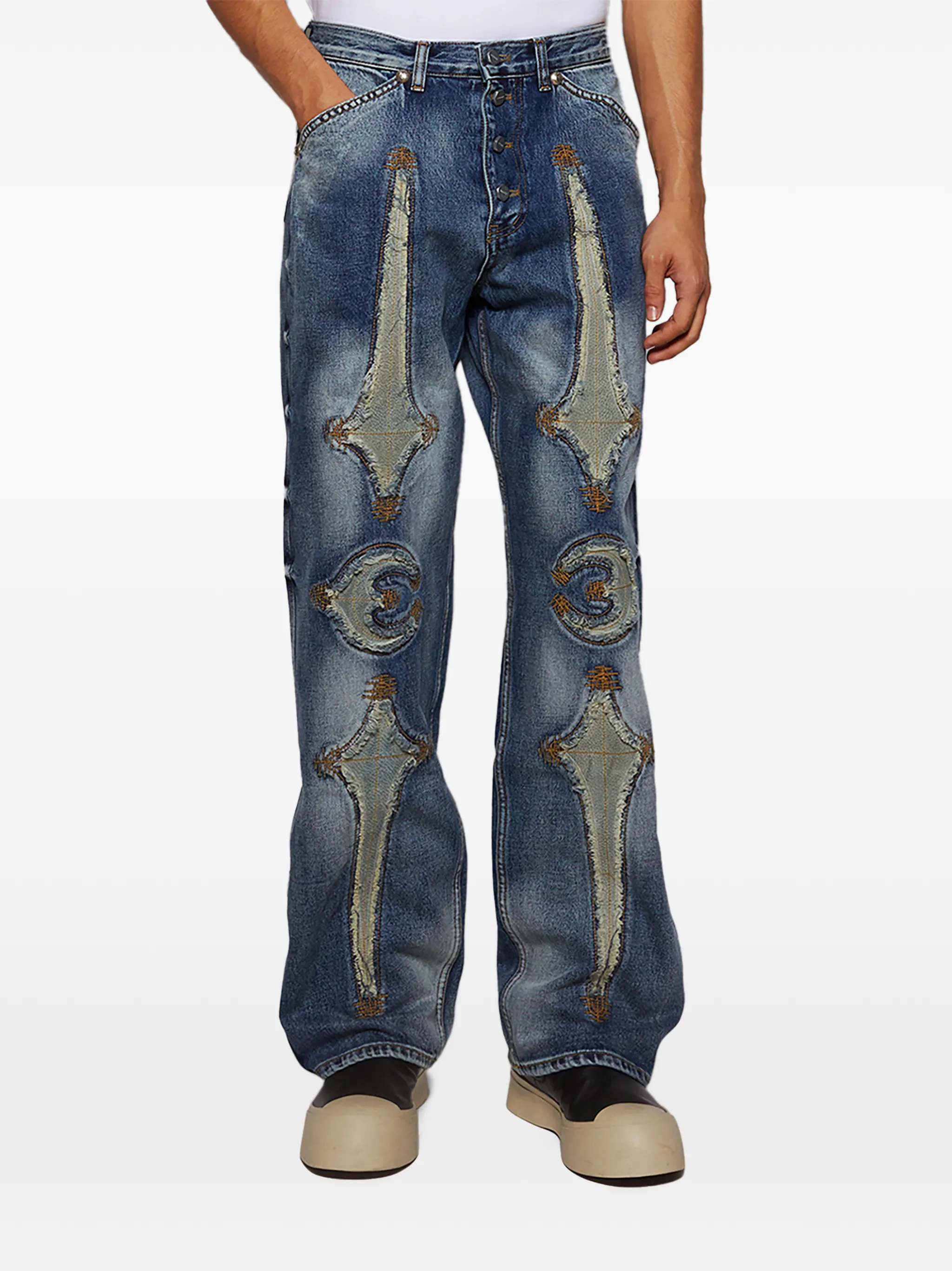 THUG CLUB - Men TC Bone Leather Denim Pants – Atelier New York THUG CLUB - Men TC Bone Leather Denim Pants – Atelier New York