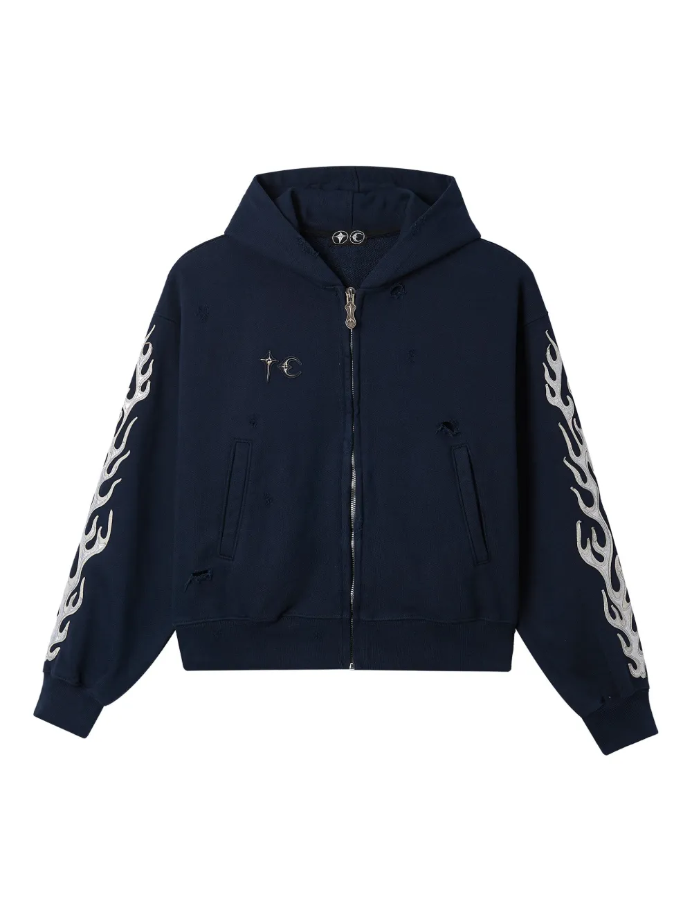 あ*お様 Thug club THUG CLUB - Men Leather Flame Zip-Up Hooded – Atelier New York