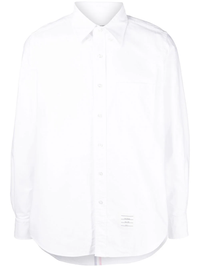 THOM BROWNE Men Straight Fit Bd L/S Shirt W/Rwb Placement In Solid Oxford W/Eng Center Rwb Stripe