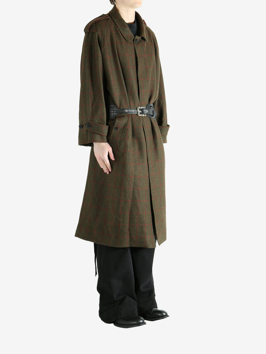 Green coat worn by a person, showing the coat fit