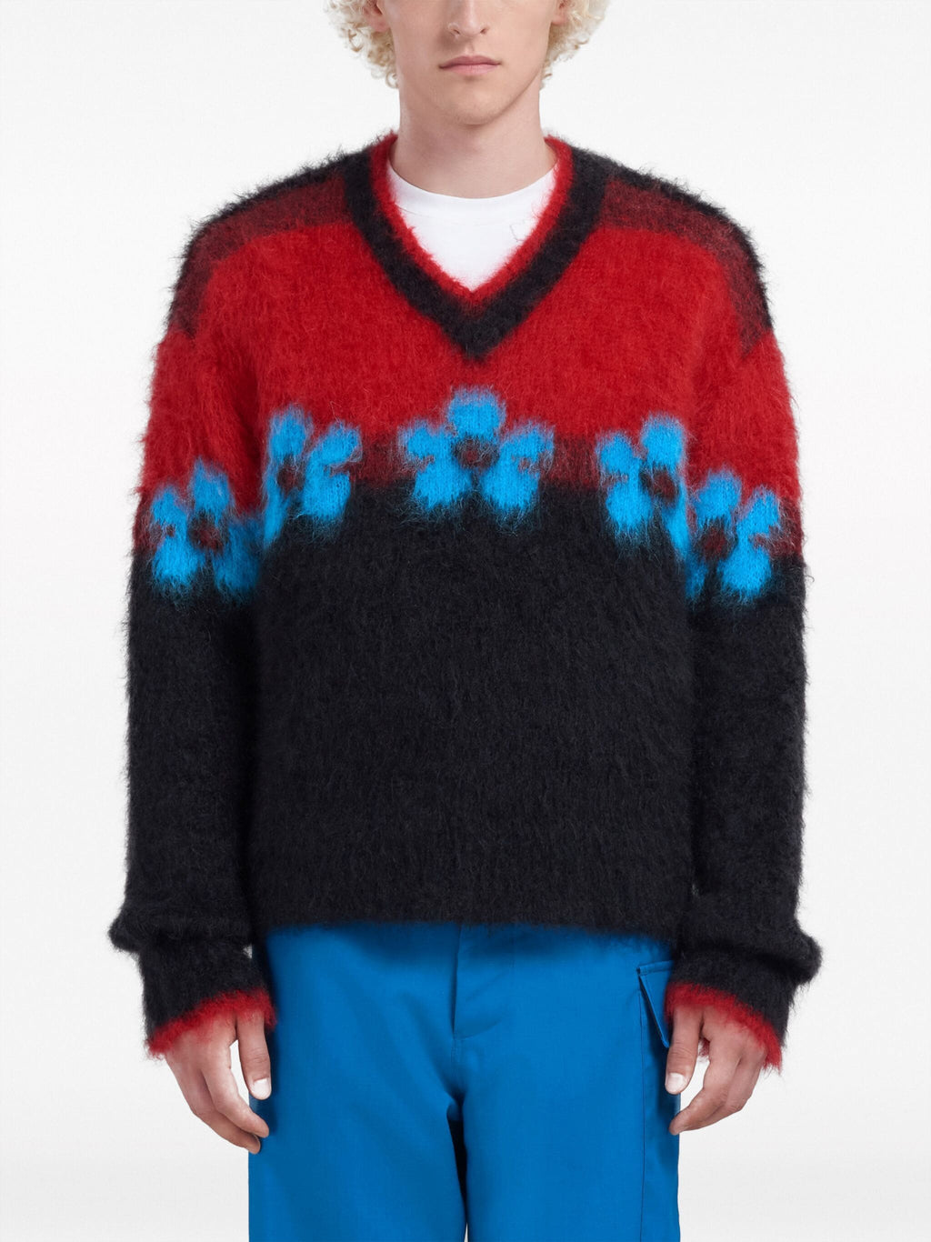 MARNI Men V-Neck Floral Pattern Sweater