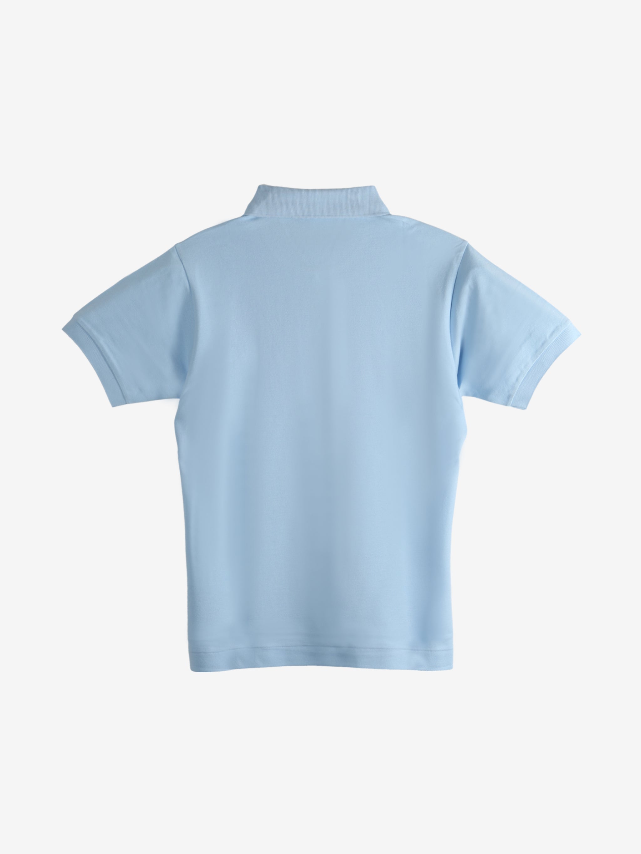 Blue shirt, back view