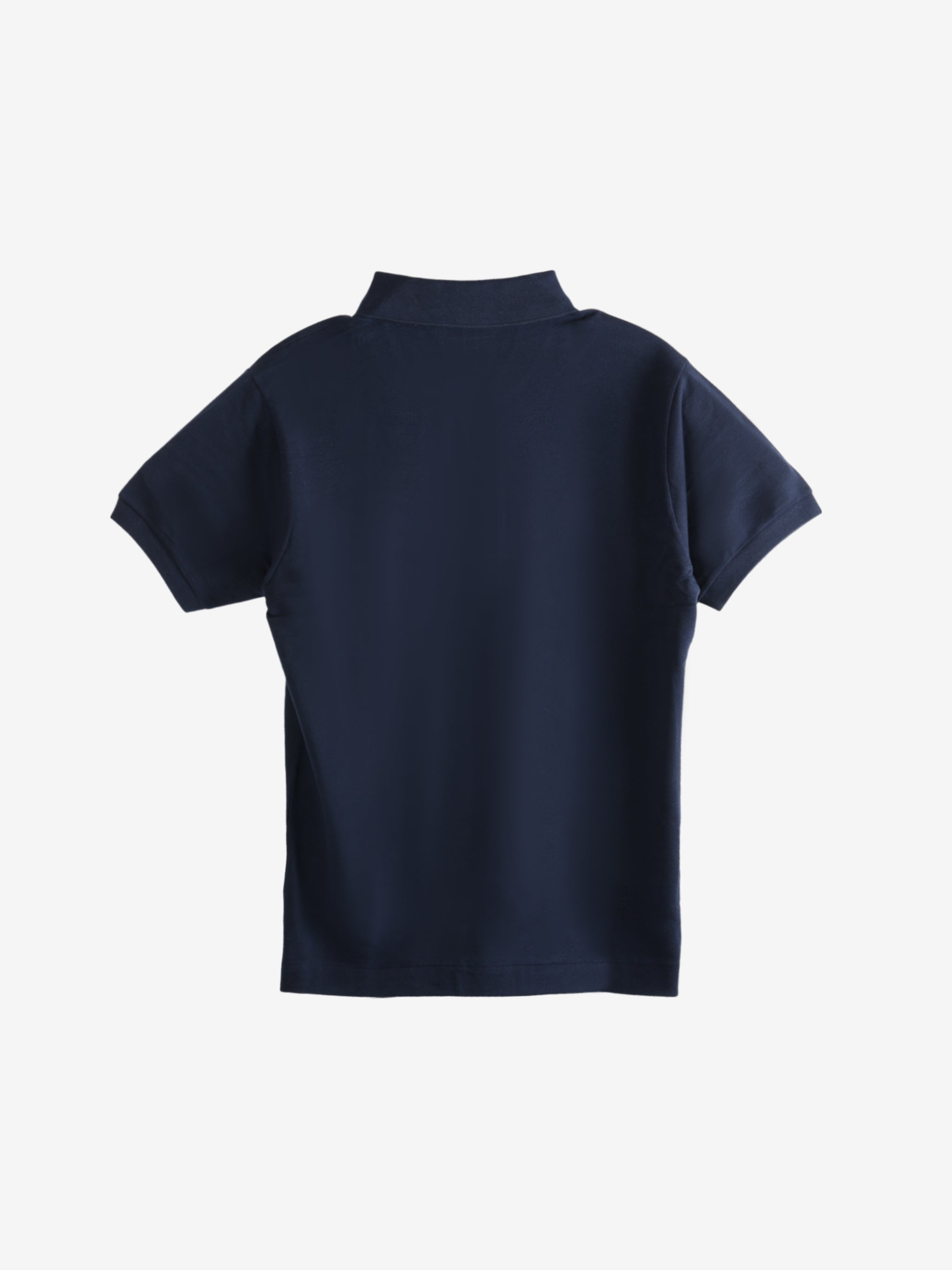 Blue shirt, back view