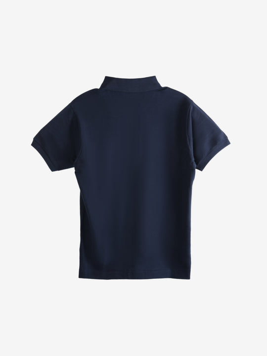 Blue shirt, back view