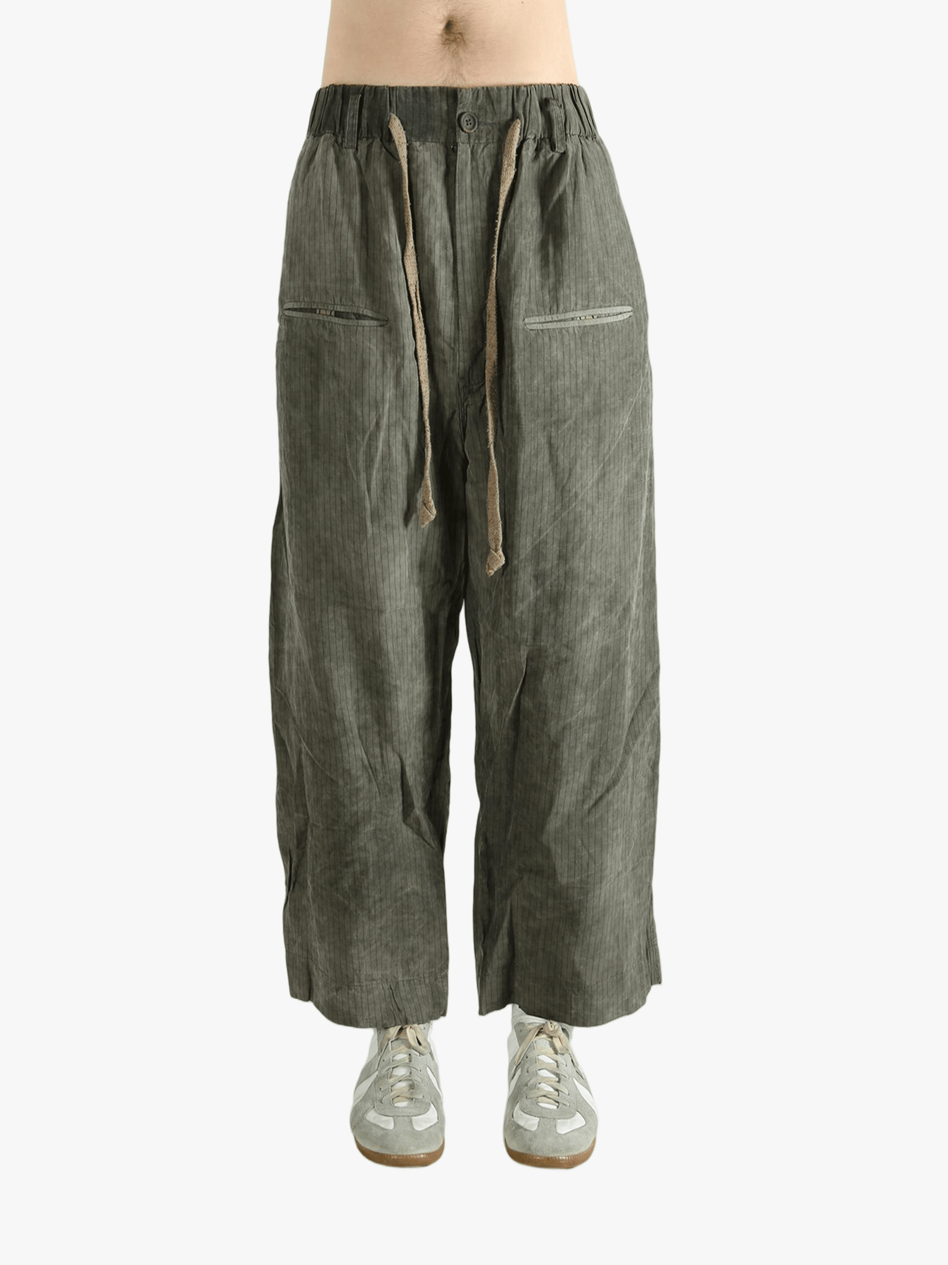 Ziggy Chen サルエルパンツ　サイズ50 ZIGGY CHEN - Men Striped Drawstring Trousers – Atelier New York