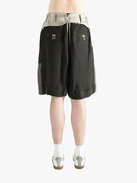 Black shorts worn by a person, showing the shorts's fit