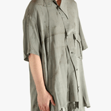 Green shirt worn by a person, showing the shirt's fit