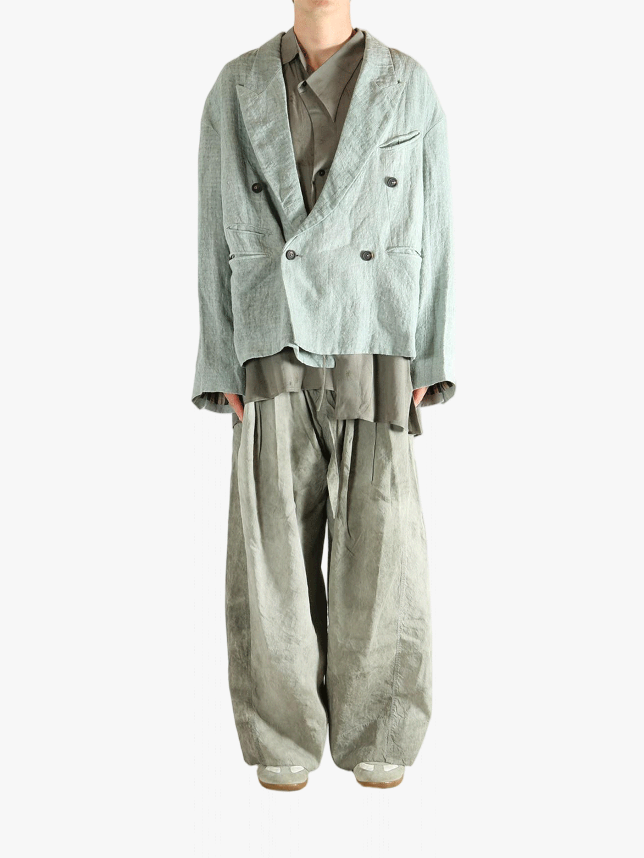 Grey jackets, full body view