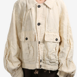 Tan jacket worn by a person, showing the tan jacket's fit