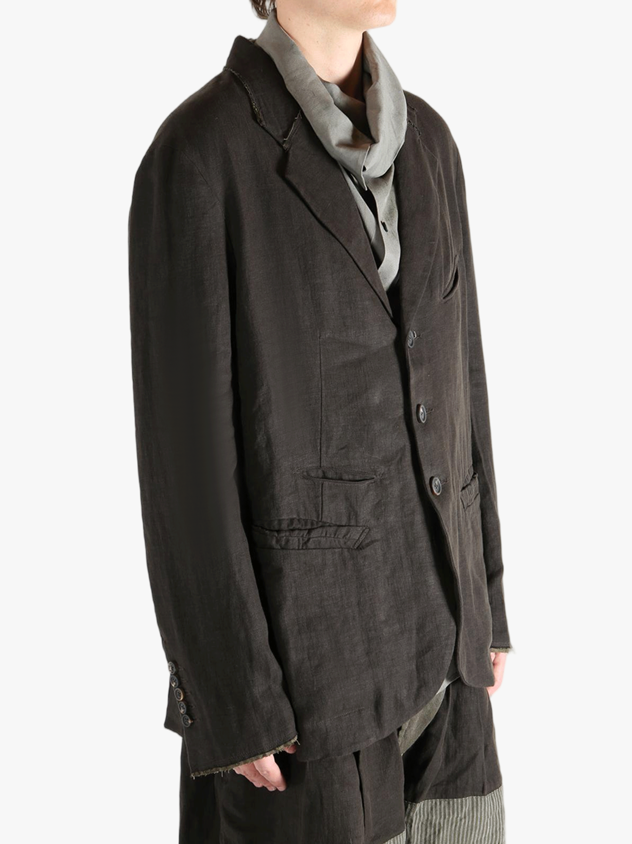 Black jackets worn by a person, showing the jackets fit