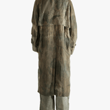 Green coat worn by a person, showing the coat's fit