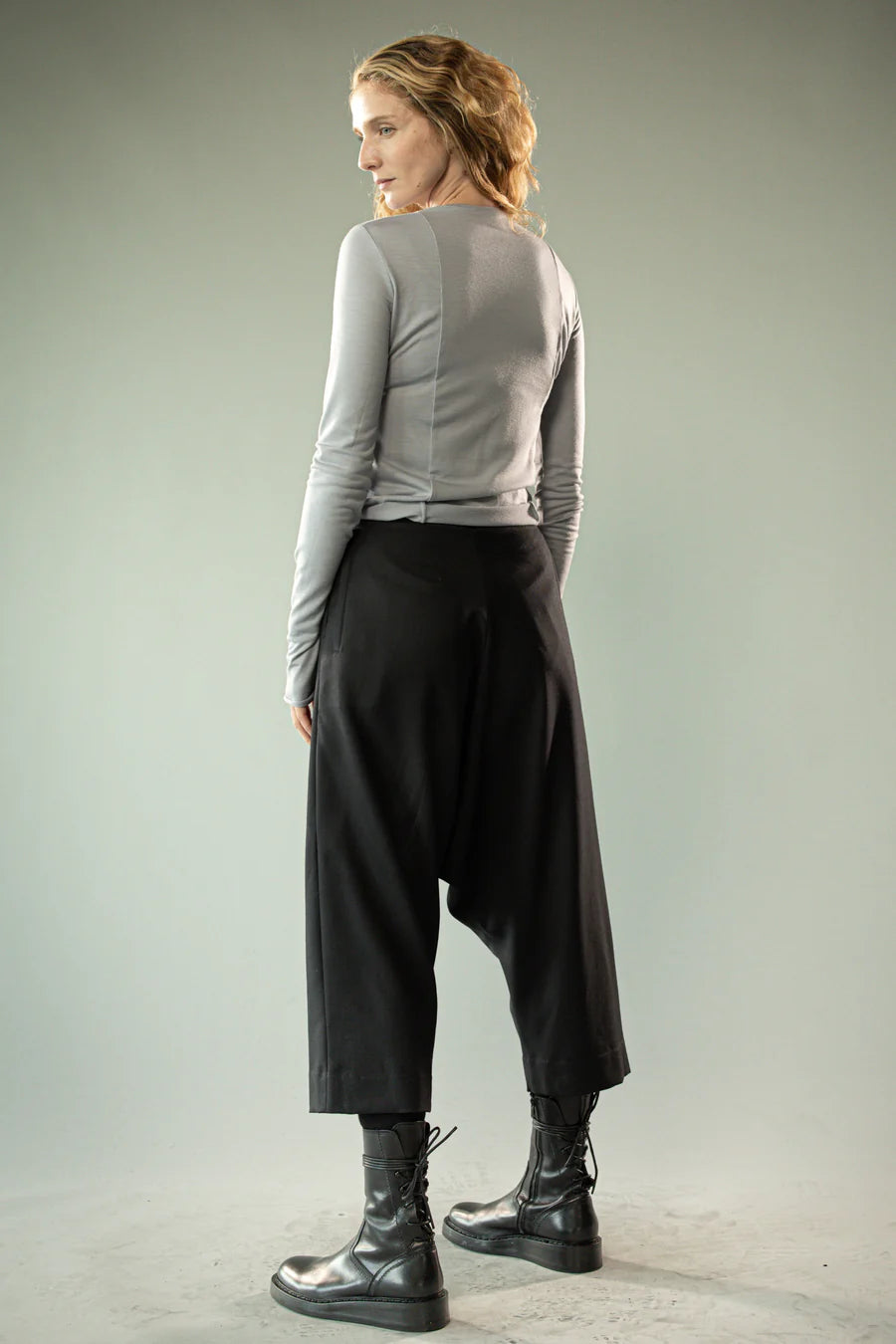 Grey knitwear, full body view