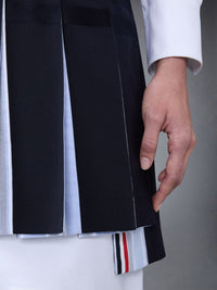 THOM BROWNE Women Pleated Mini Skirt W/ Combo Pleats in Engineered 4 Bar Weave Suiting