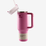 Pink tumbler, side view