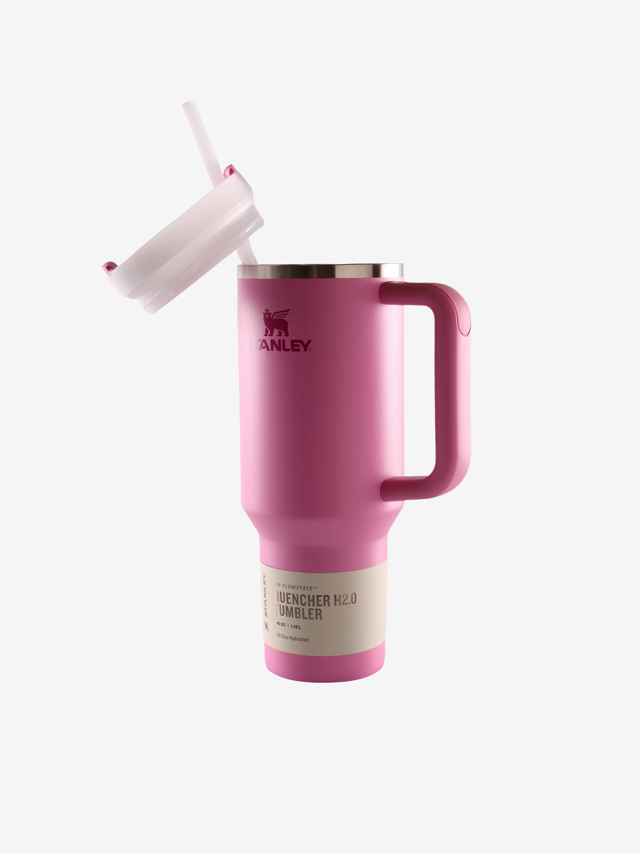 Pink tumbler, side view