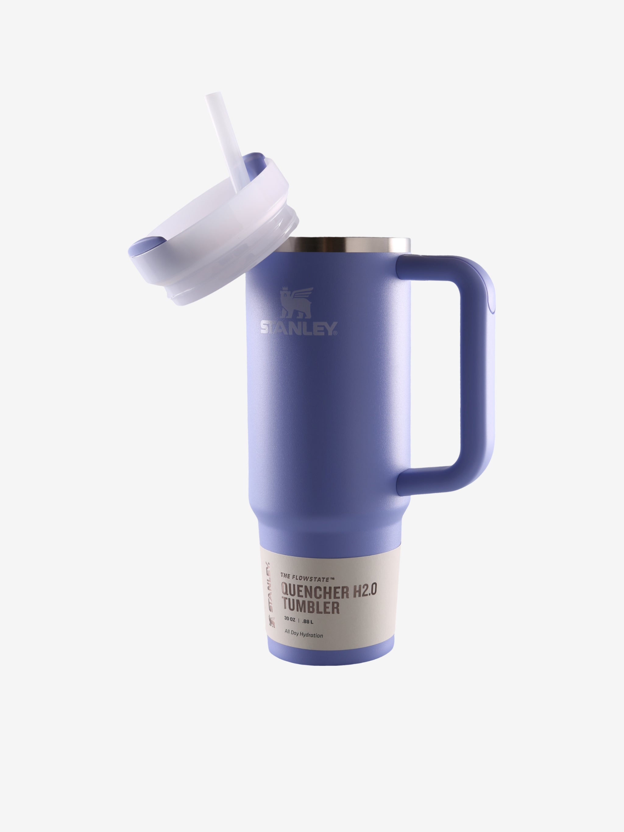 Purple tumbler, side view