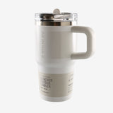 White tumbler, front view