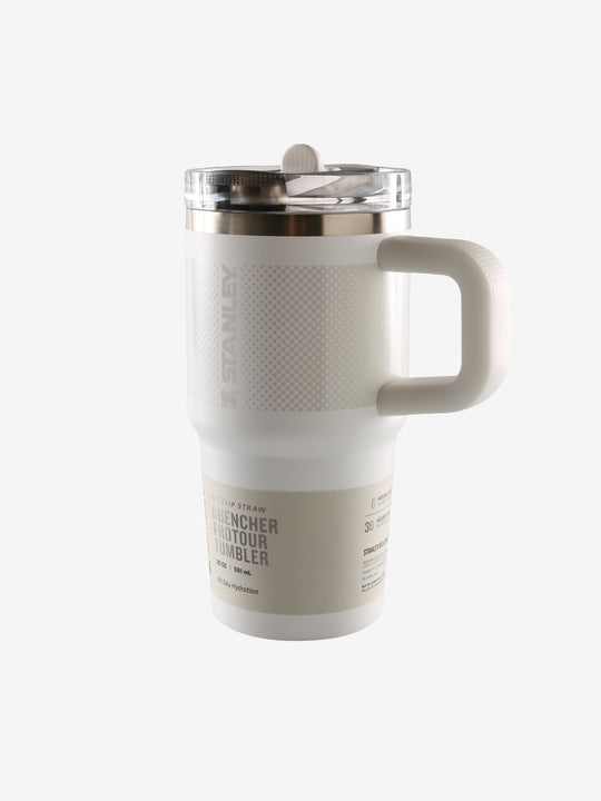 White tumbler, front view