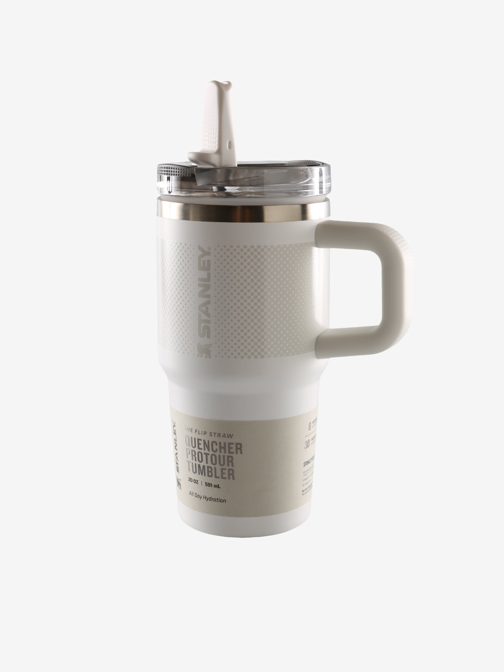 White tumbler, side view