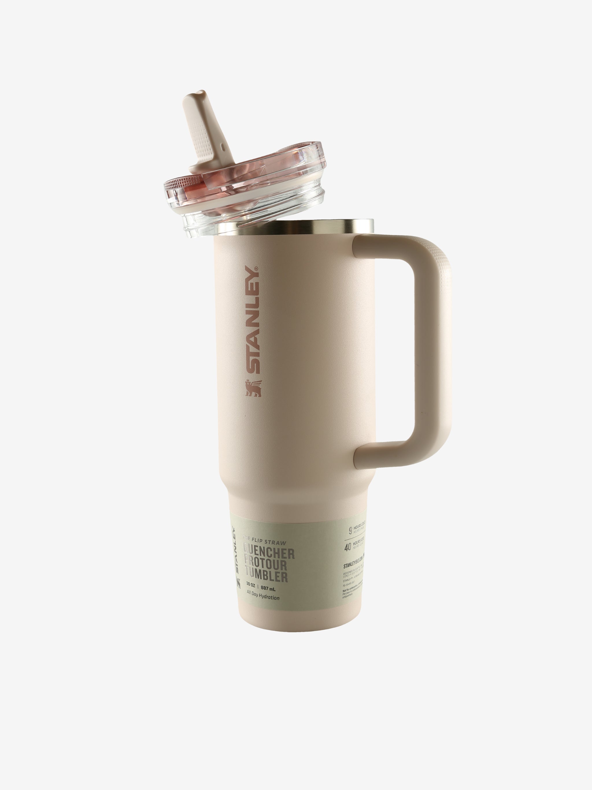 Pink tumbler, side view