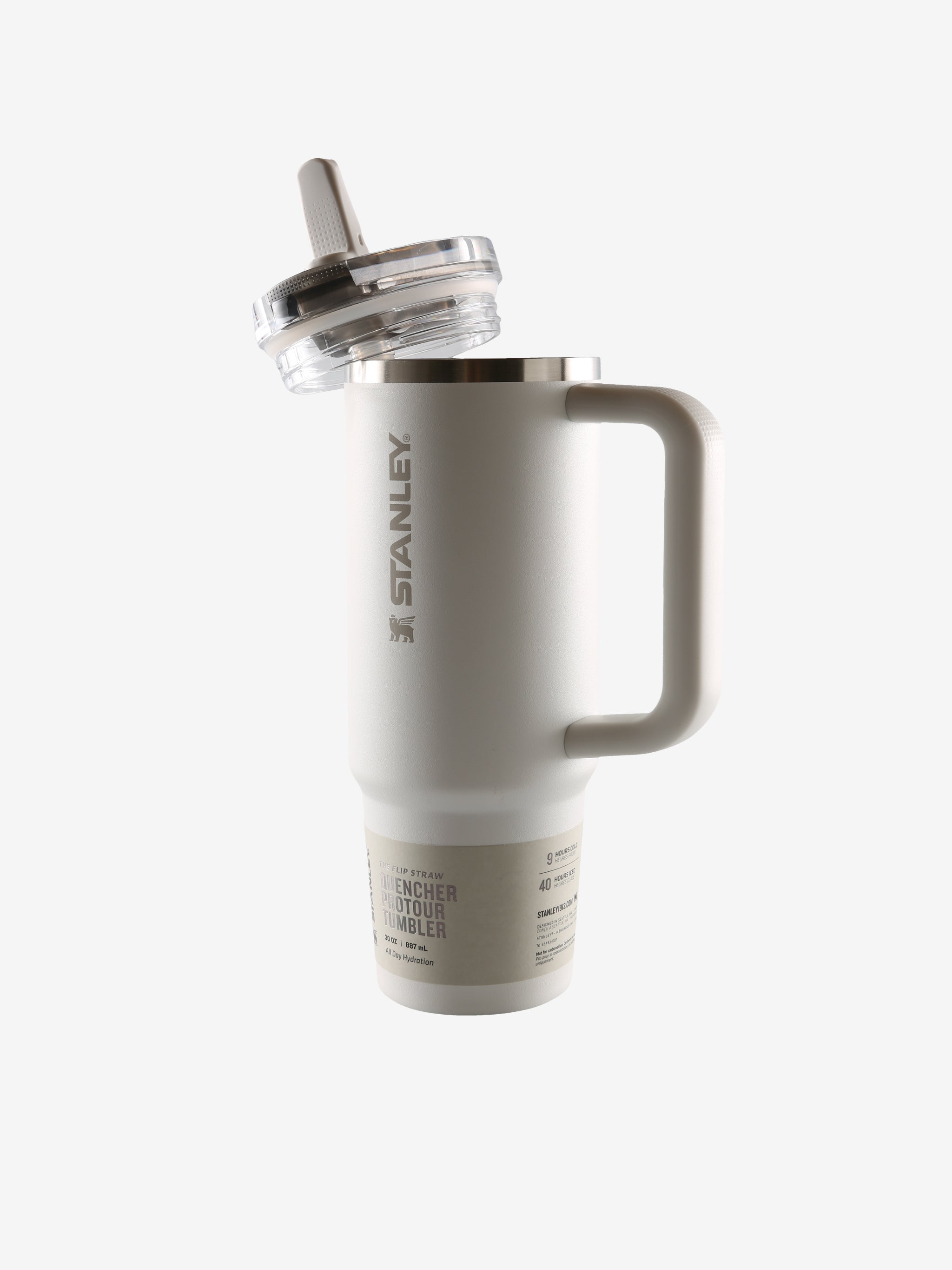 White tumbler, side view