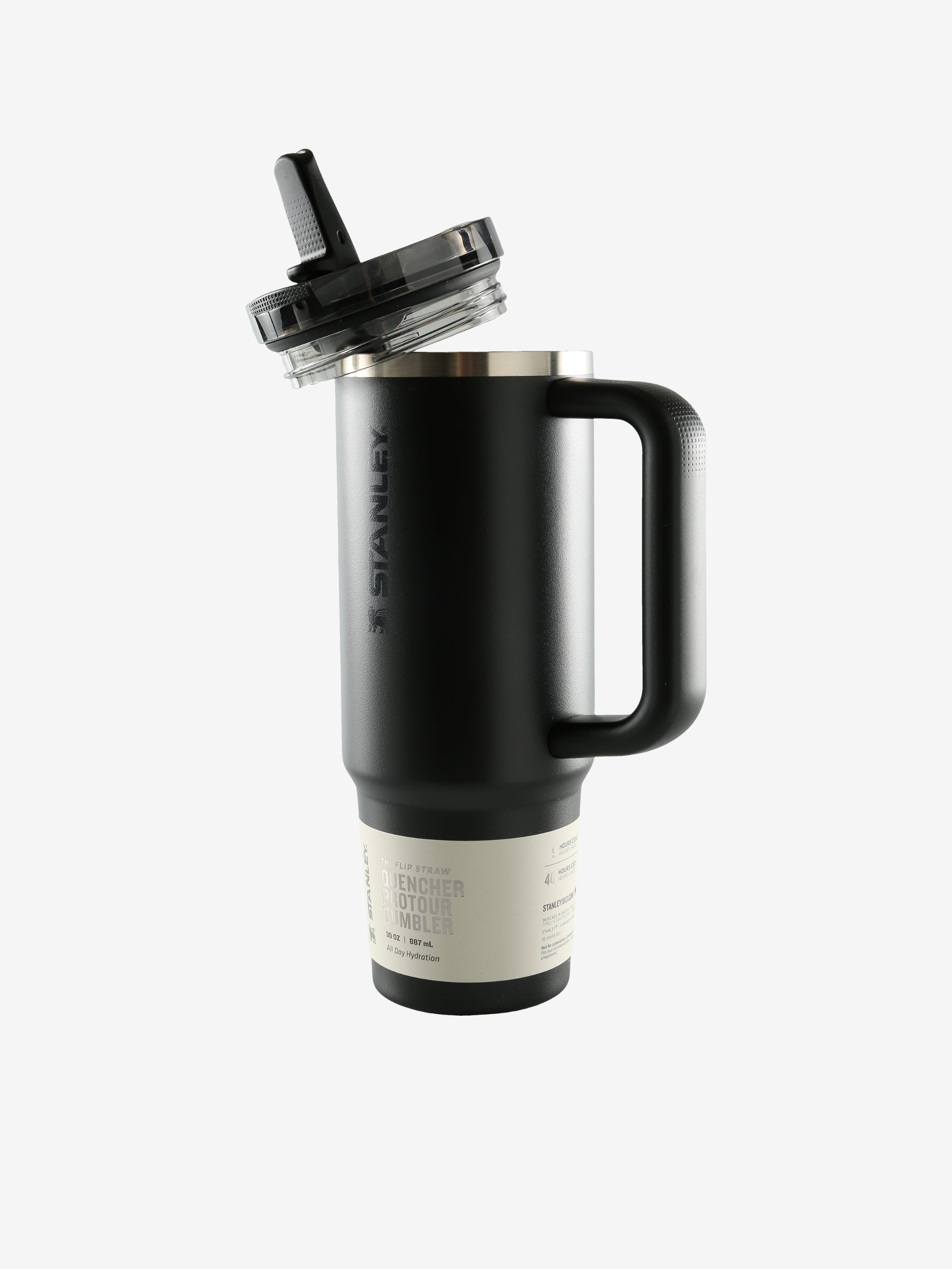 Black tumbler, side view