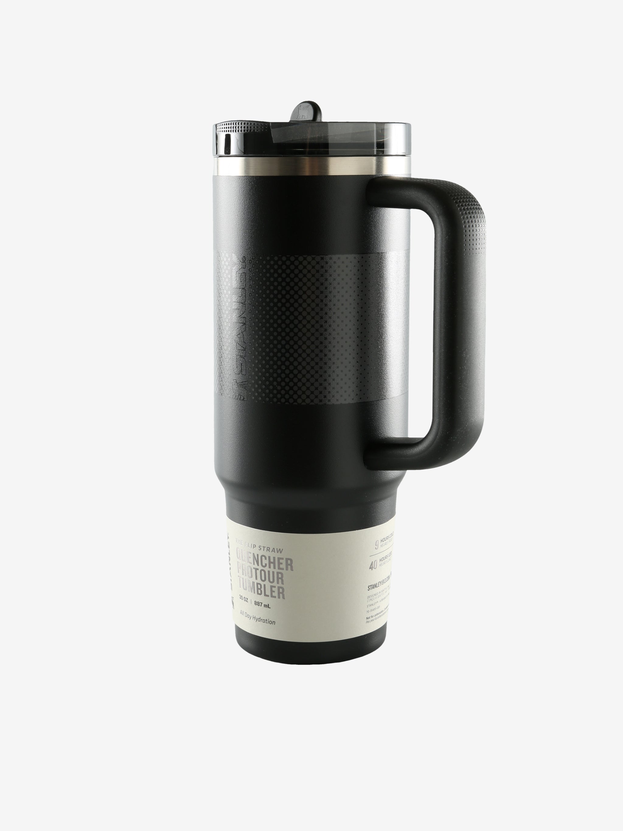 Black tumbler, front view