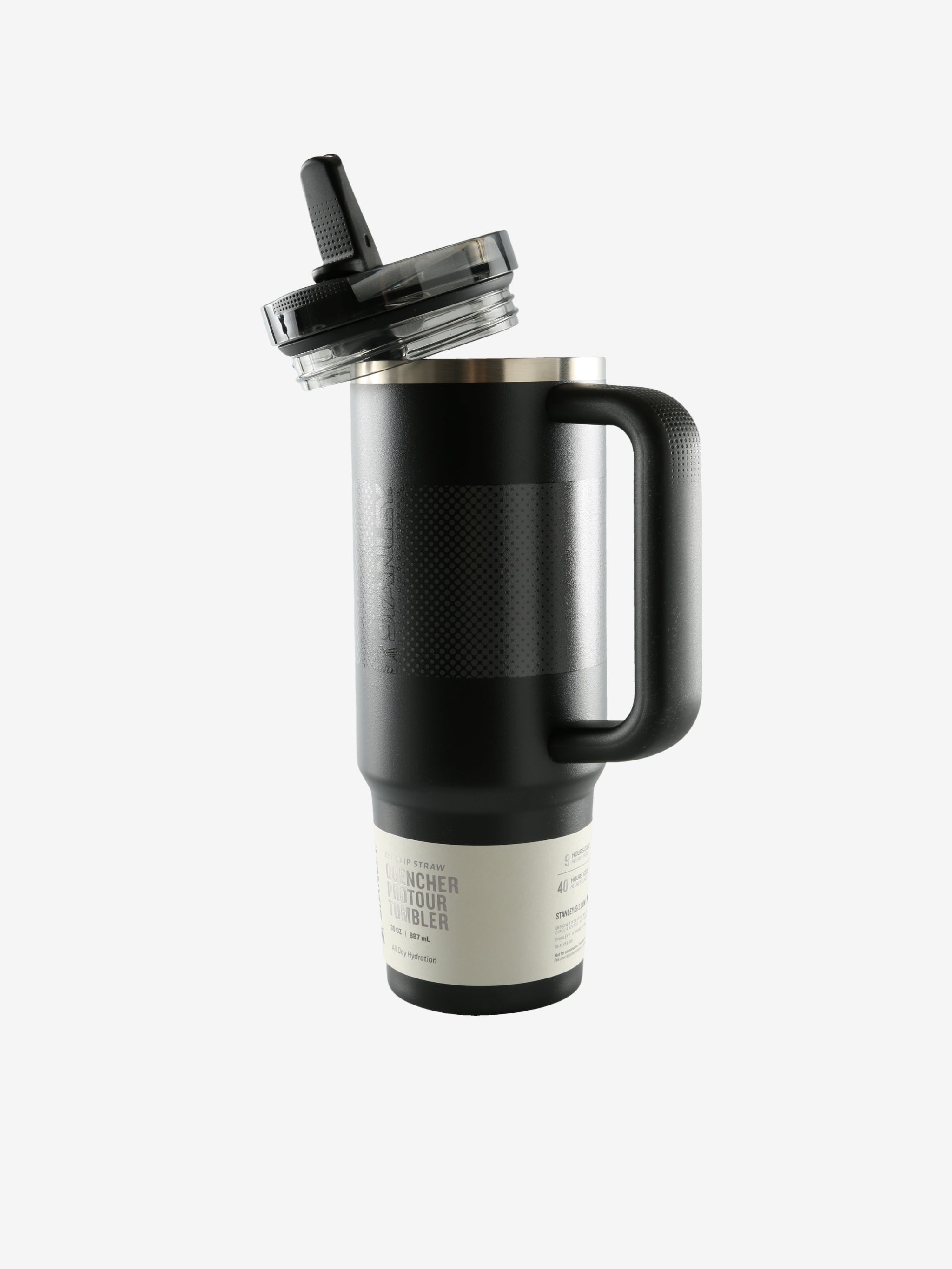 Black tumbler, side view