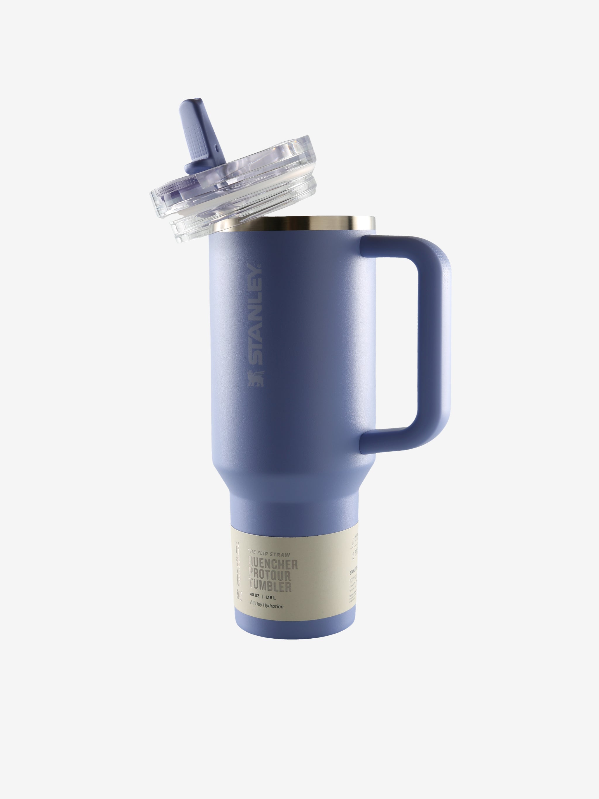 Purple tumbler, side view