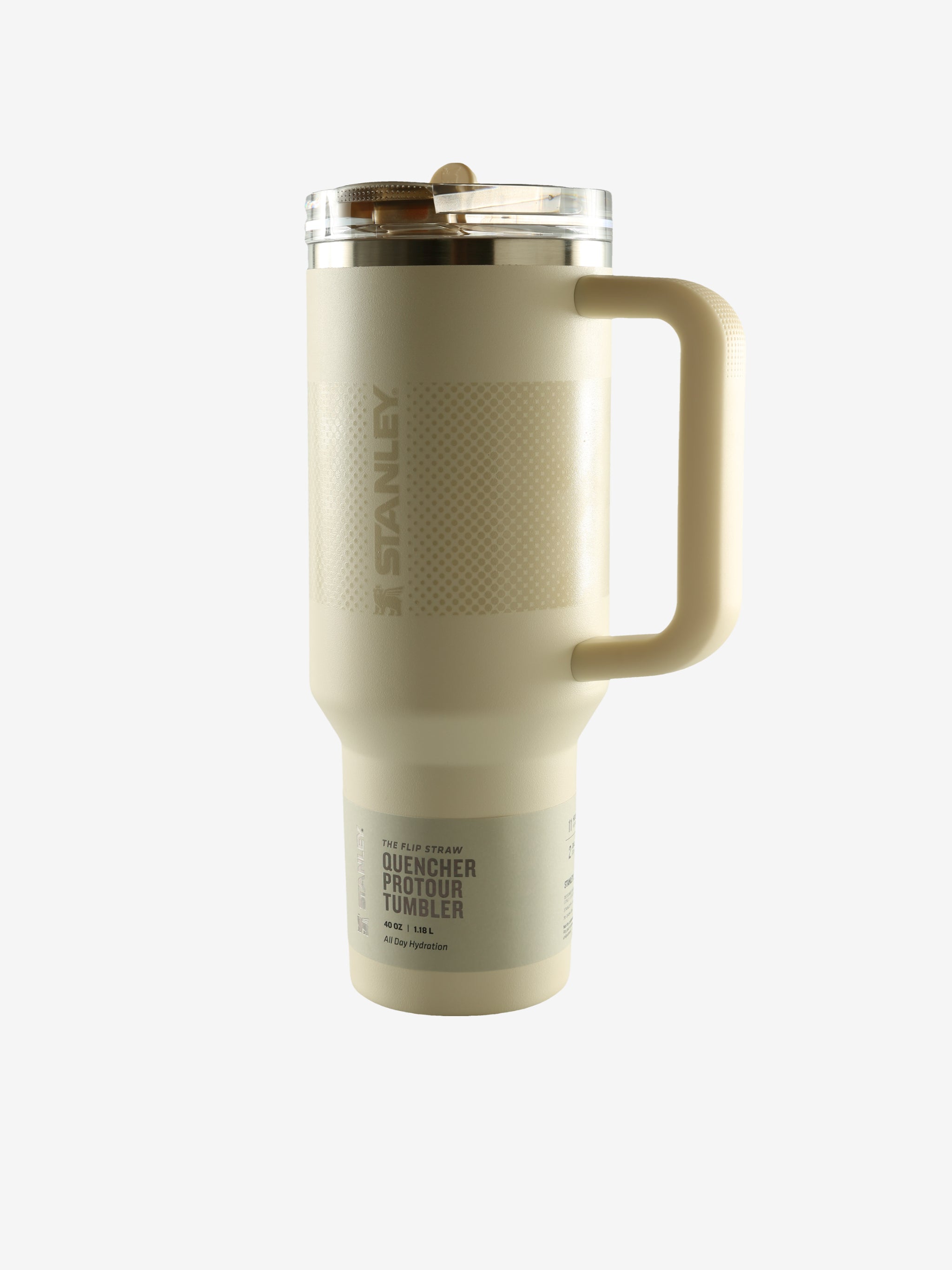Tan tumbler, front view