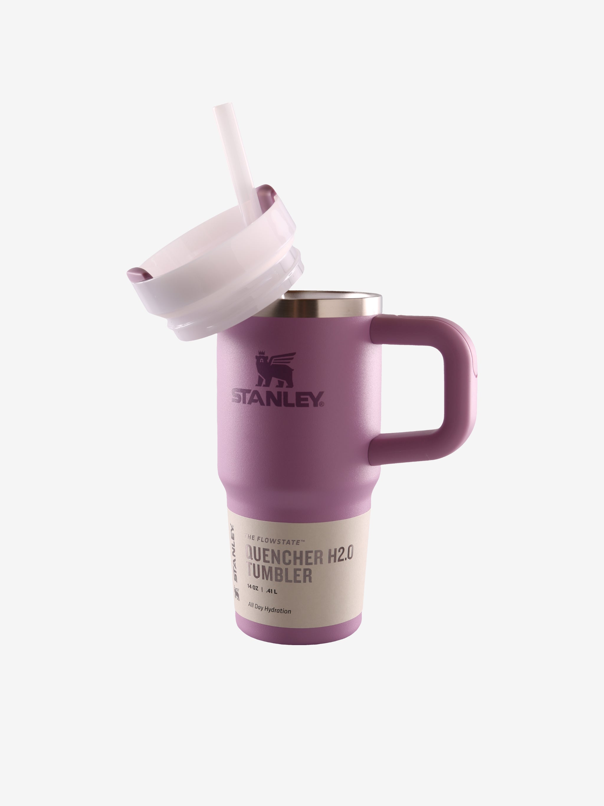 Purple tumbler, side view