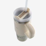 Tan tumbler, side view