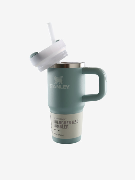 Green tumbler, side view