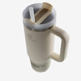 Tan tumbler, side view