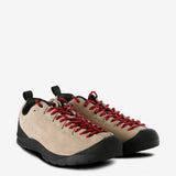 Tan sneakers, side view