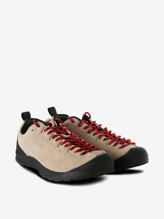Tan sneakers, side view