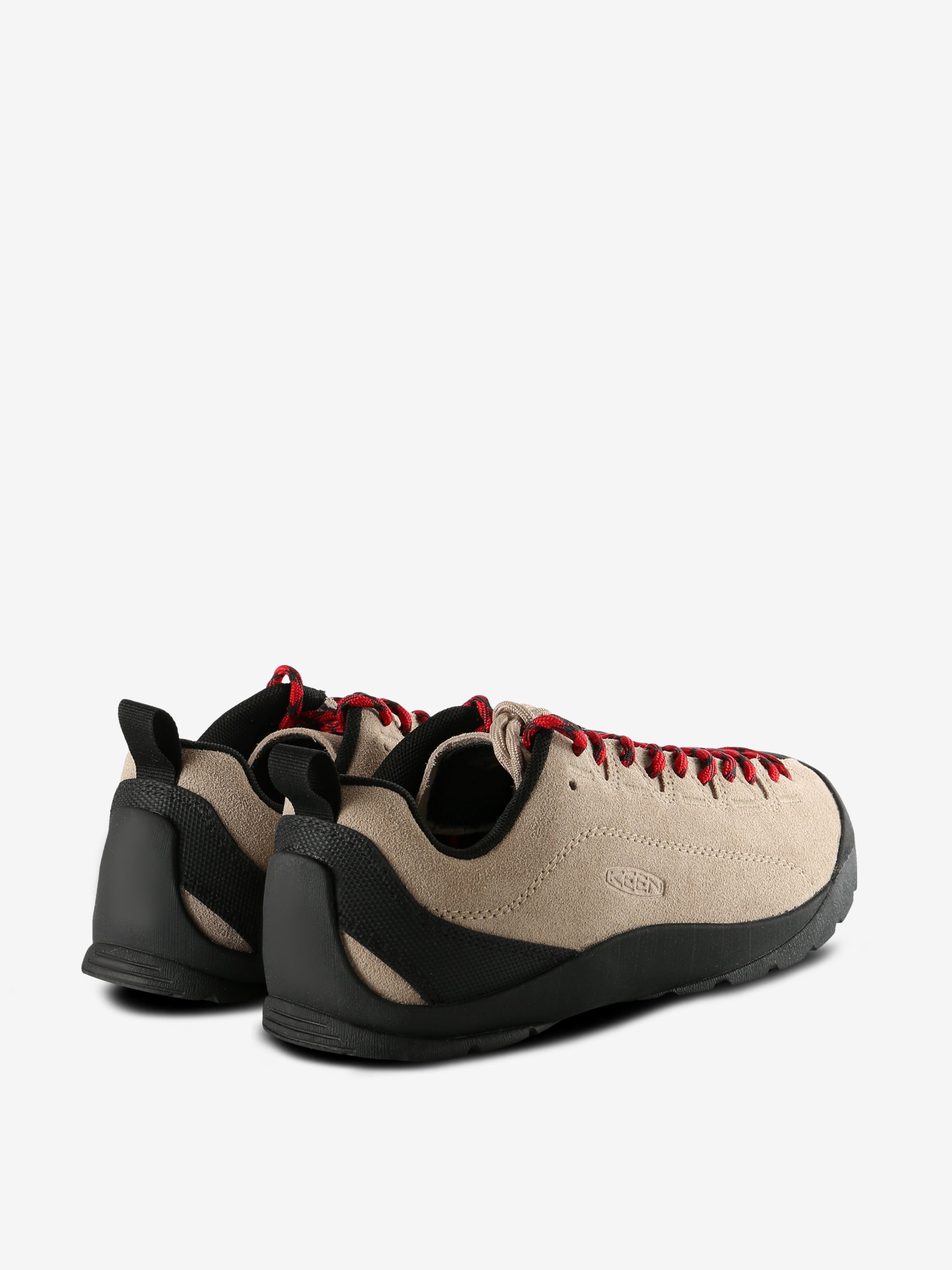 Tan sneakers, back view