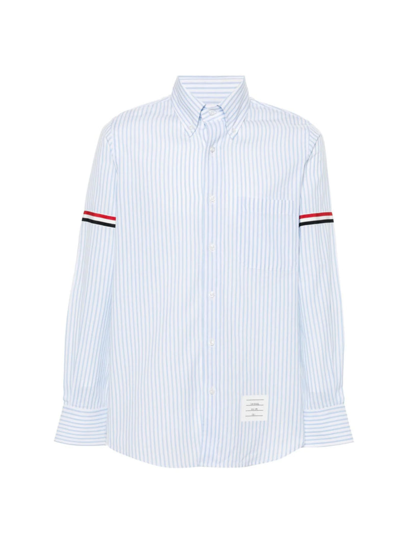 THOM BROWNE - Men Straight Fit BD PC L/S  W/GG Armband Stripe Madras Shirt