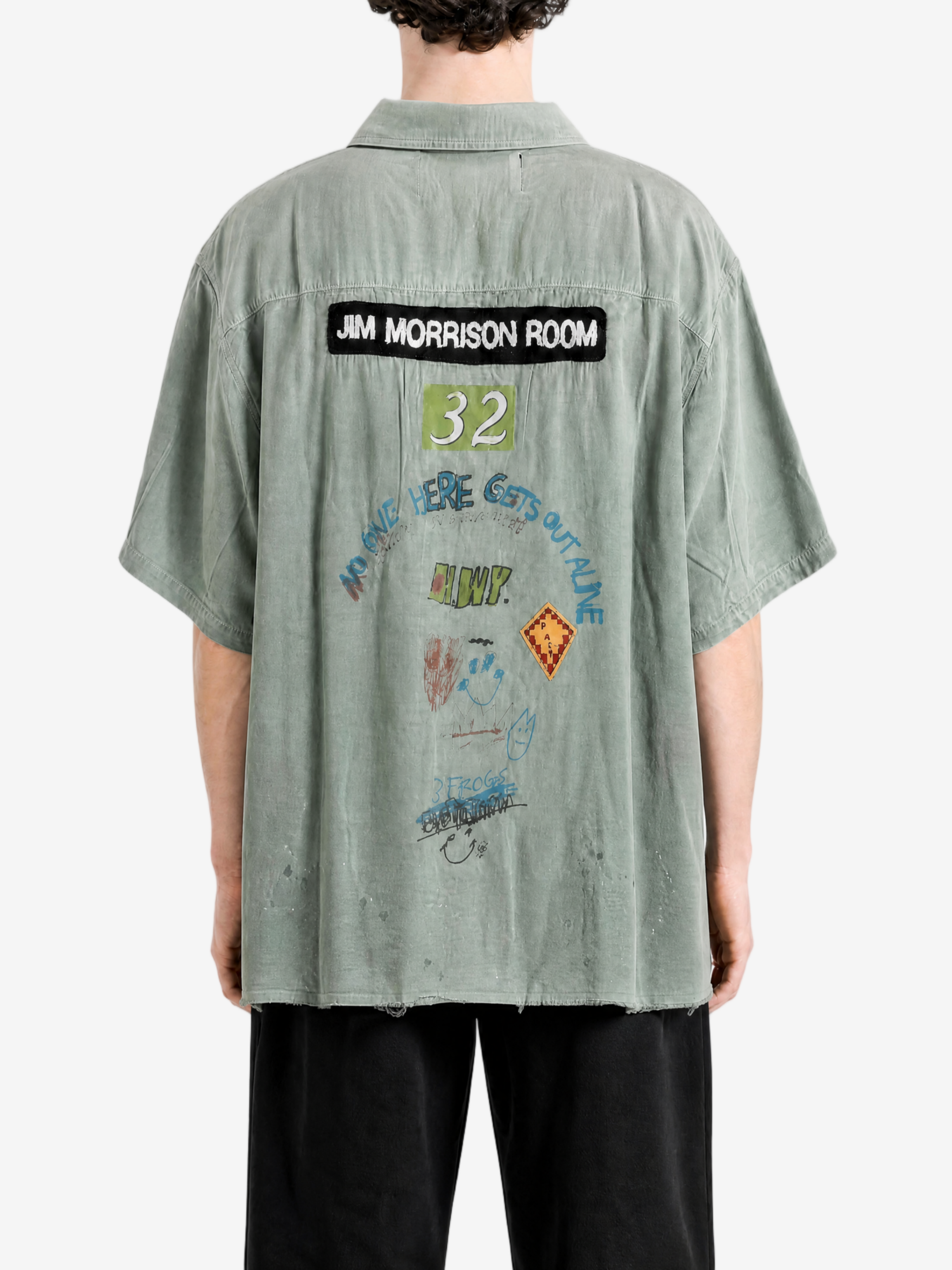 Green shirt, full body view
