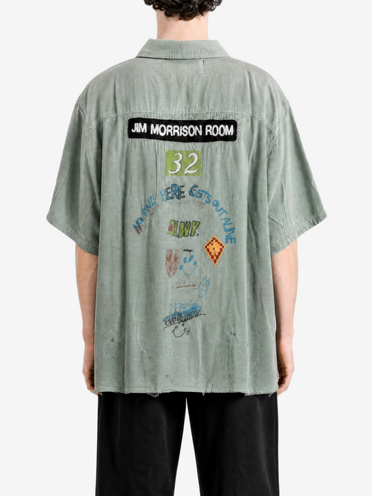 Green shirt, full body view